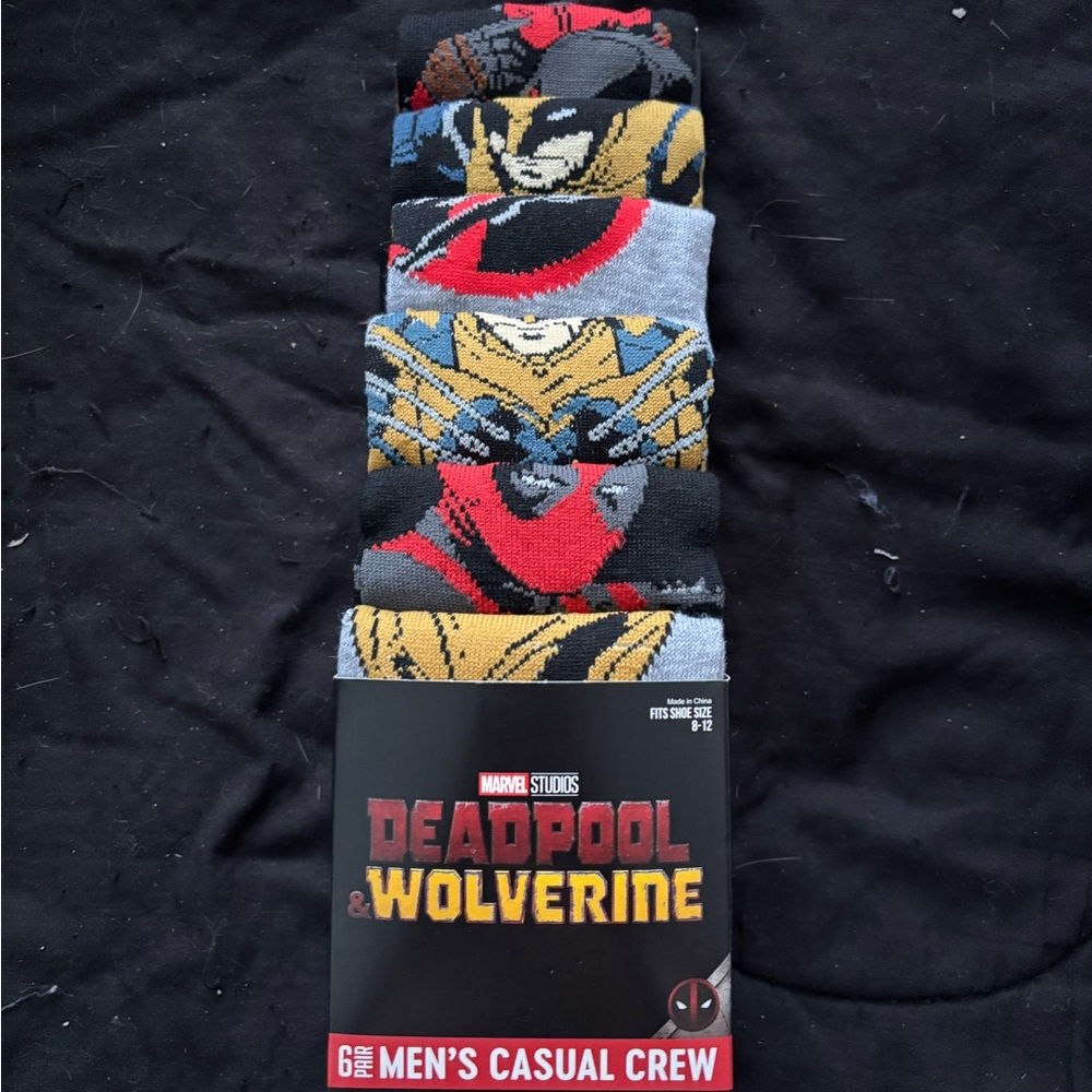 Marvel Deadpool & Wolverine Crew Socks - Red, Black, Yellow
